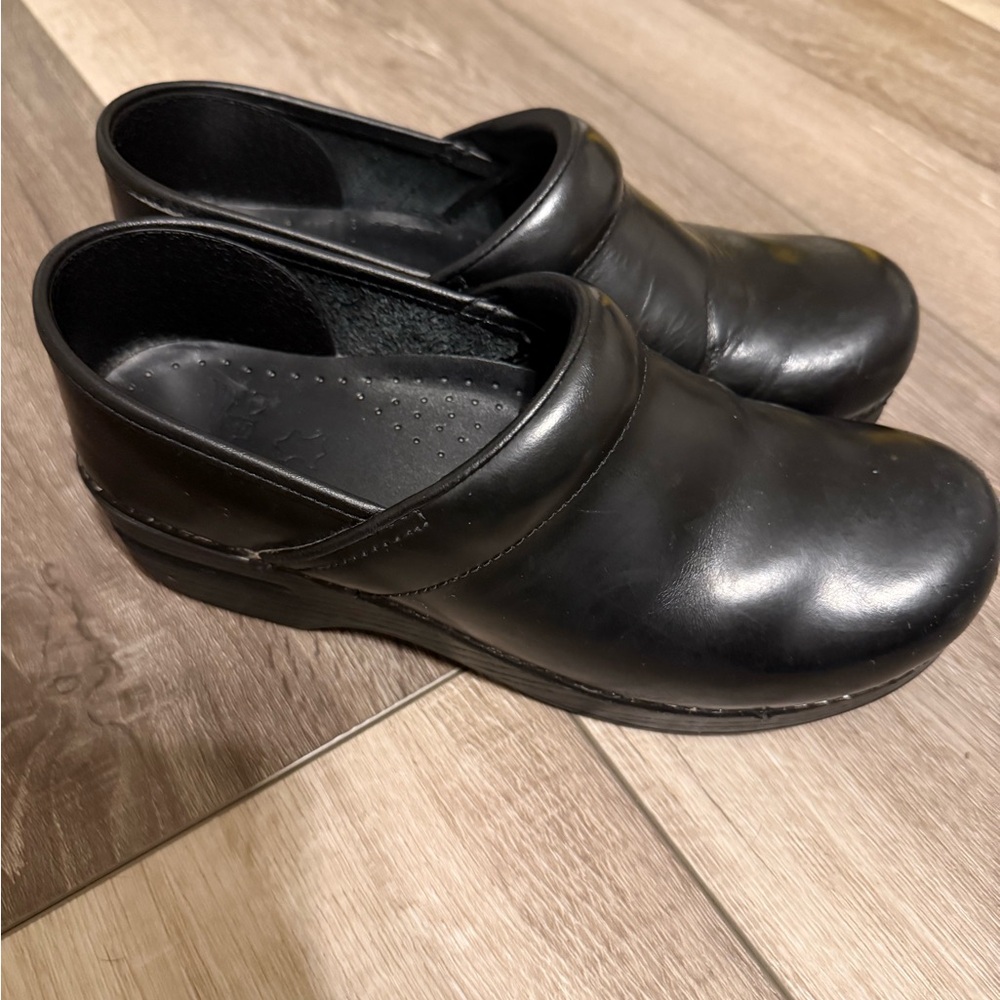 Dansko Black Leather Mules